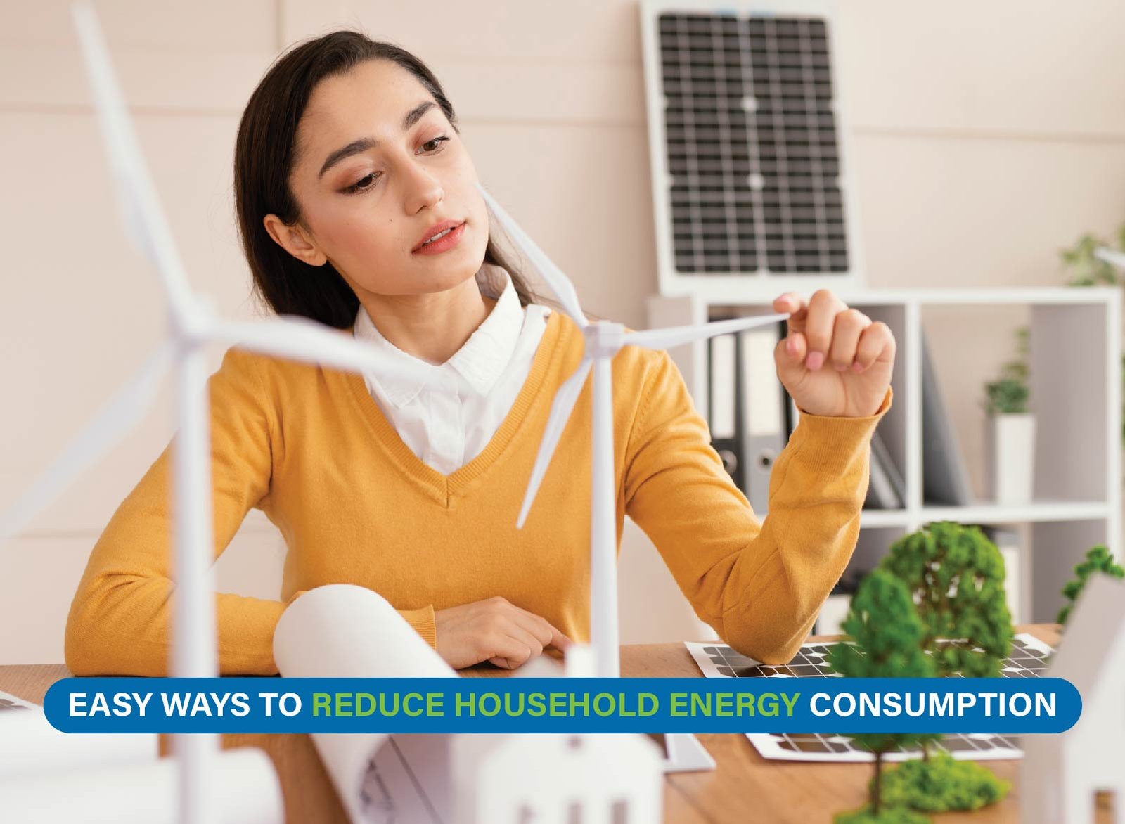 Family using LED lights and smart thermostat to reduce energy use and save money at home