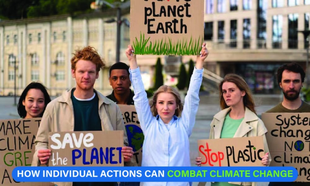 Person switching off lights and reducing waste to show how small daily actions can fight climate change